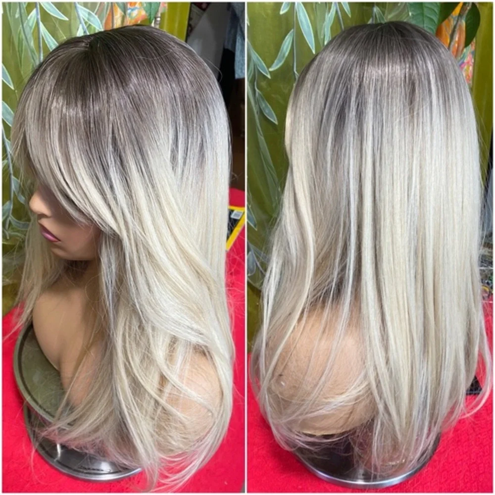 platinum blonde wig with roots